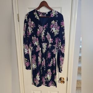 RW&CO. Floral Dress - Navy and Pink, Size Medium